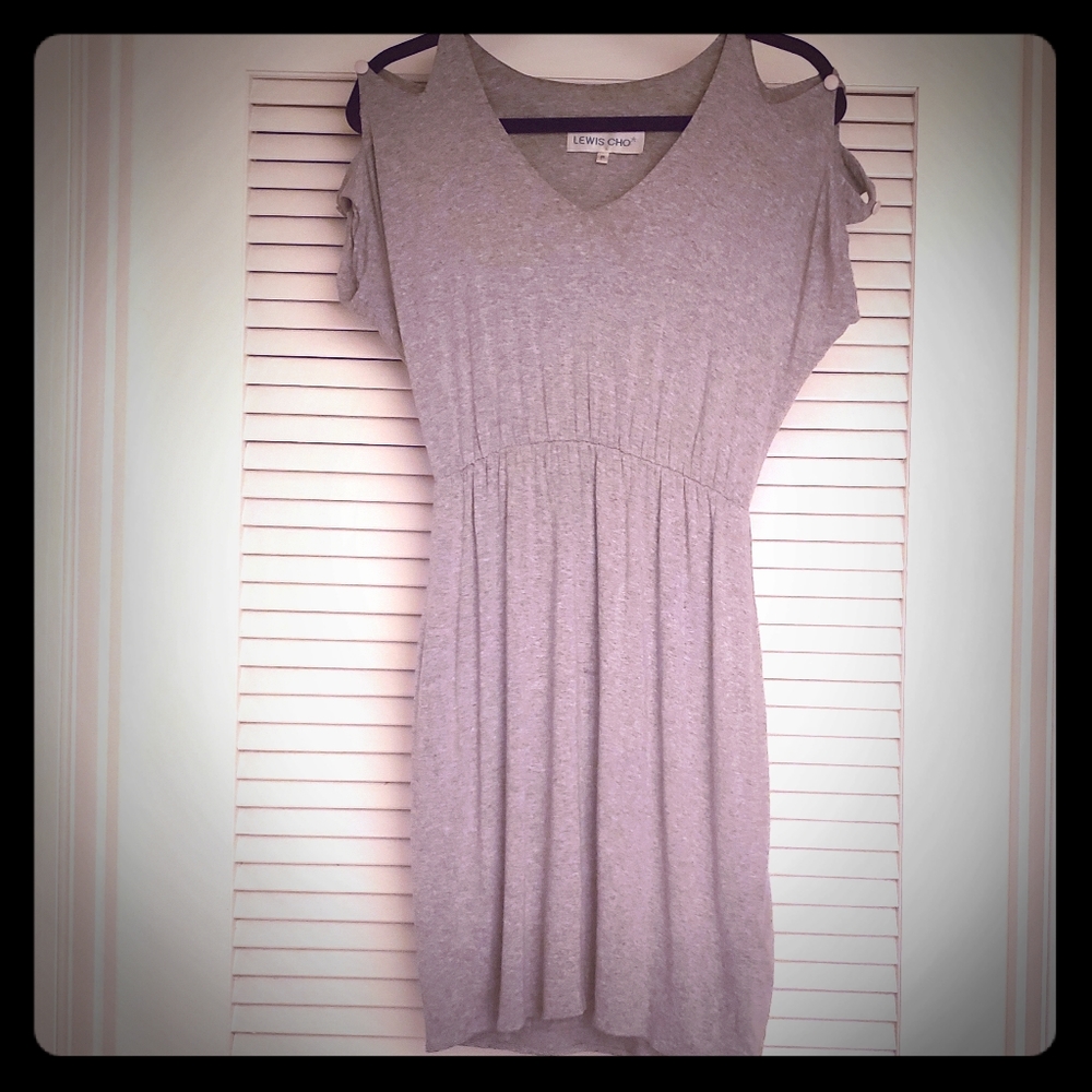 Lewis Cho gray jersey, fit and flare dress